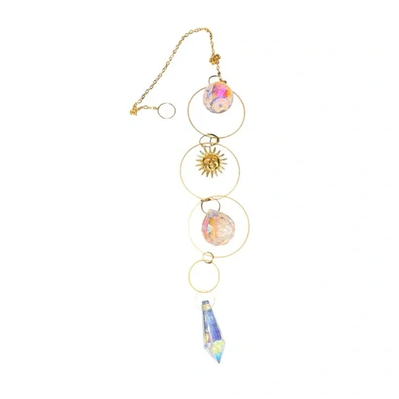 Long Golden Crystal Prism and Charm Suncatchers - Picture 5 of 11